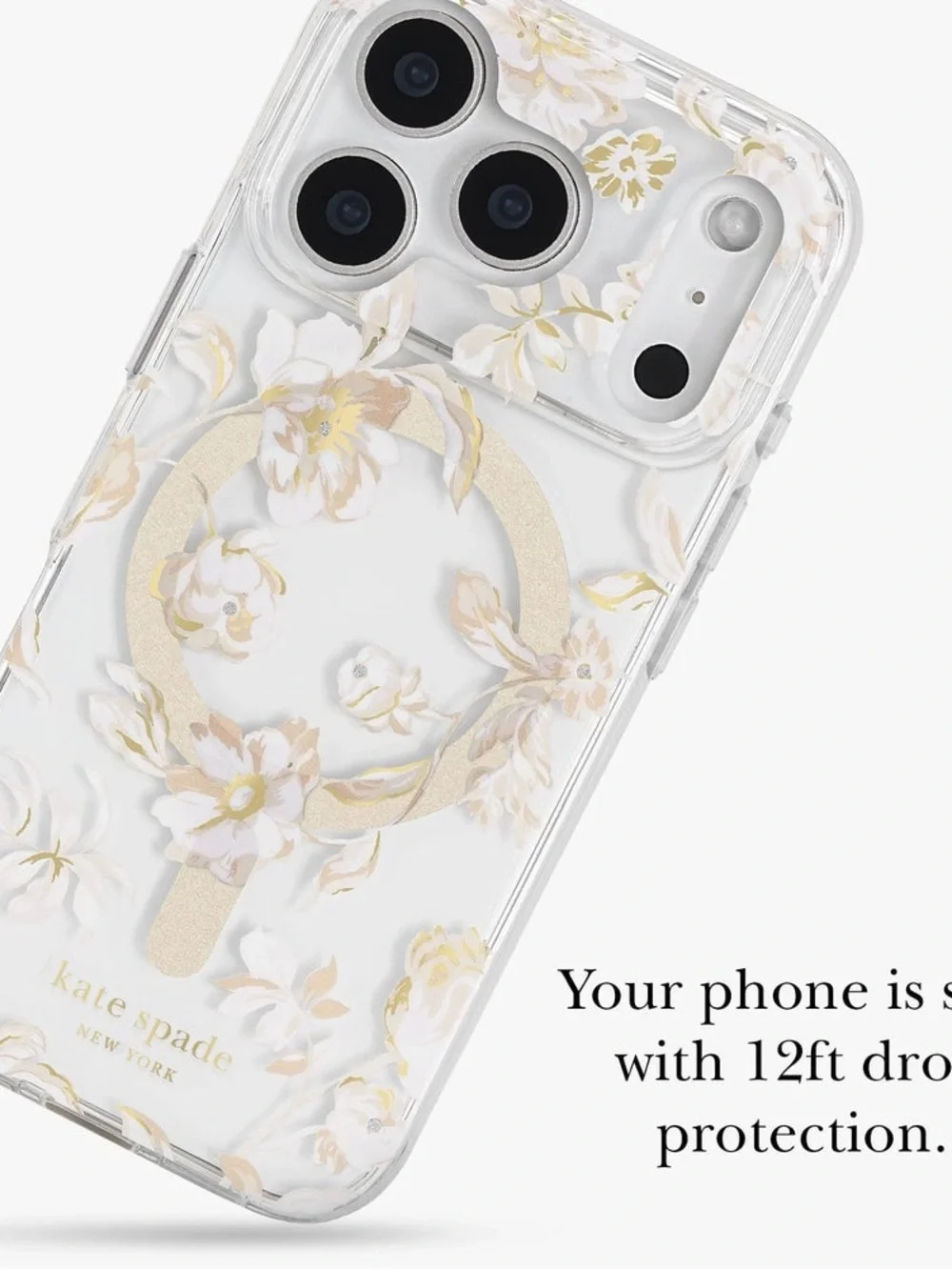 kate spade Floral Clear iPhone Case with Pink and Gold Accents